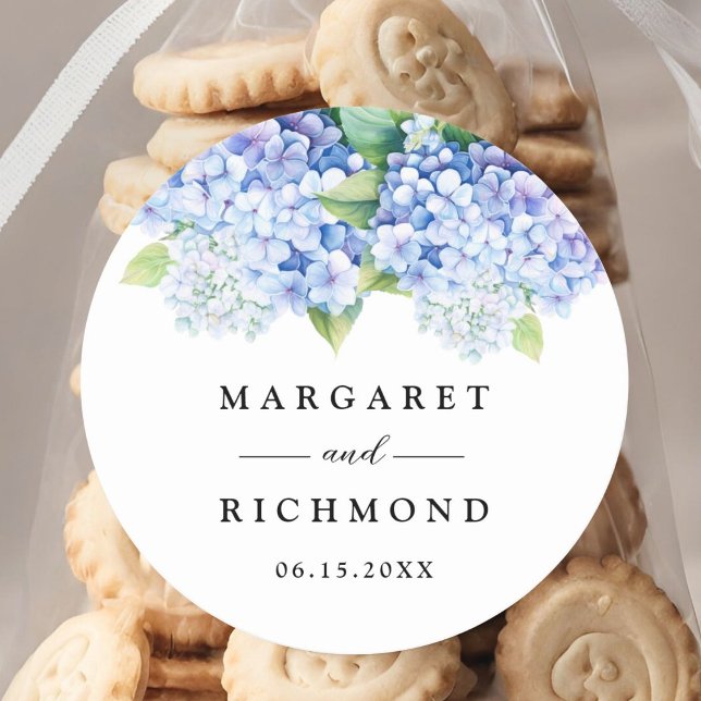 Pegatina Redonda Hydrangea Dusty Blue Floral Boda (Subido por el creador)