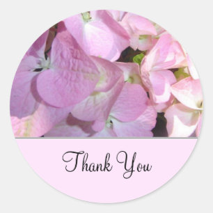 Pegatina Redonda Hydrangea rosa claro Gracias