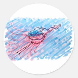 Pegatina Redonda Hydrated Flamingo