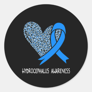 Pegatina Redonda Hydrocephalus Awareness Blue Ribbon