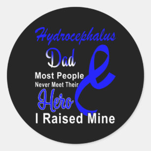 Pegatina Redonda Hydrocephalus Awareness Dad Blue Ribbon Father Sup