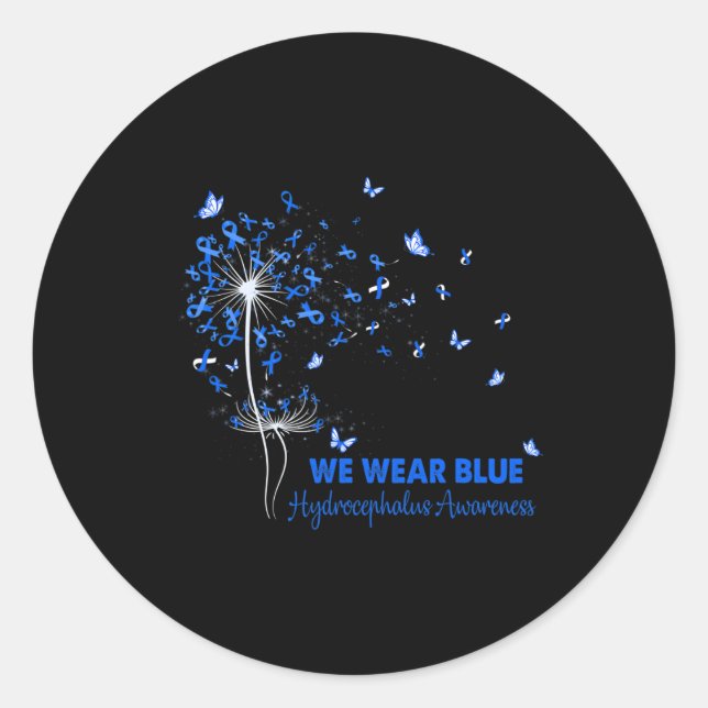 Pegatina Redonda Hydrocephalus Awareness Faith Hope Love Dandelion (Anverso)