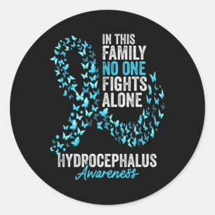 Pegatina Redonda Hydrocephalus Awareness Month Butterflies Light Bl