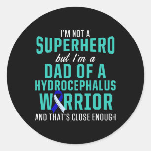 Pegatina Redonda Hydrocephalus Survivor Dad Hero Awareness Warrior