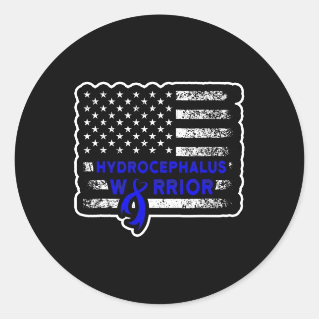 Pegatina Redonda Hydrocephalus Survivor Hardwork US Awareness Warri (Anverso)