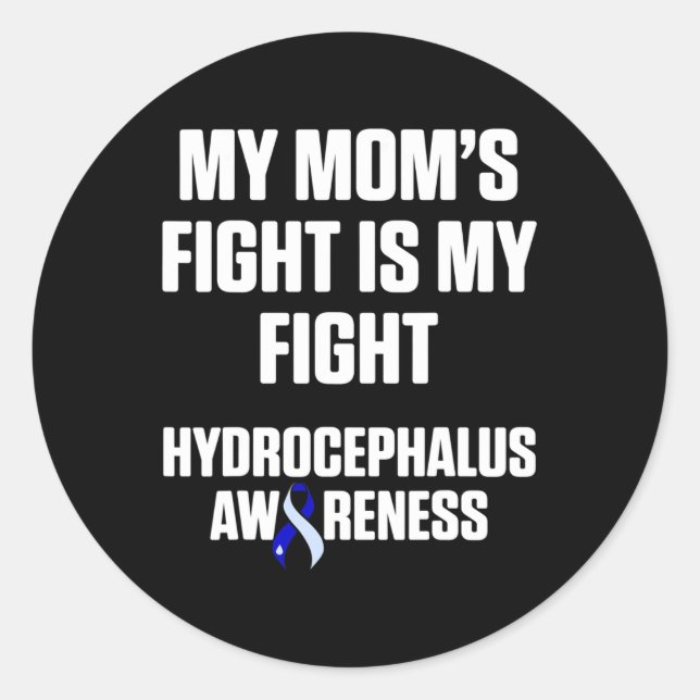 Pegatina Redonda Hydrocephalus Survivor Mamá Guerrero de Conciencia (Anverso)