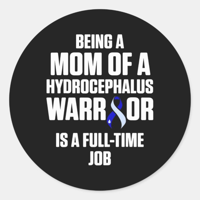 Pegatina Redonda Hydrocephalus Survivor Mamá Guerrero de Conciencia (Anverso)