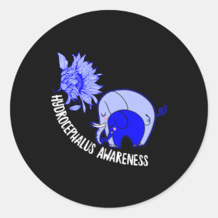 Pegatina Redonda Hydrocephalus Warrior Elephant Hydrocephalus Aware