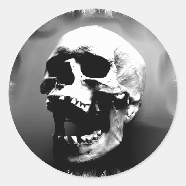 Pegatina Redonda Hysteriskull Laughing Cráneo Humano (Anverso)