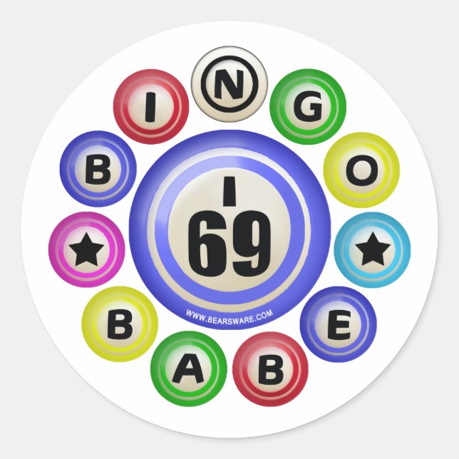 Pegatina Redonda I69 Bingo Babe (Anverso)