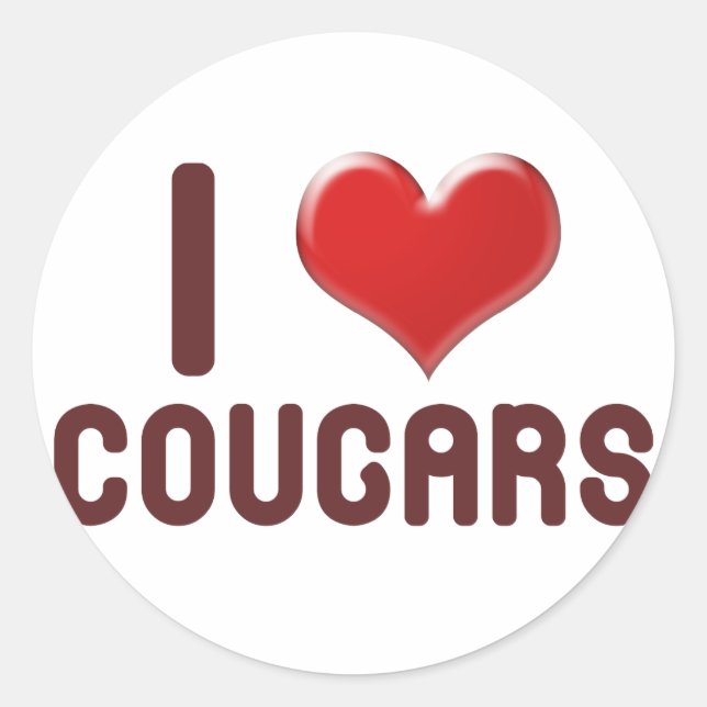 Pegatina Redonda I <3 Cougars (Anverso)