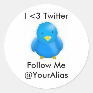 Pegatina Redonda I <3 Pegatinas de Twitter