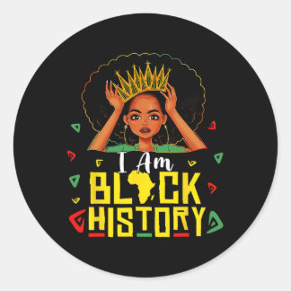 Pegatina Redonda I Am Black History Women Girl Black History Month 