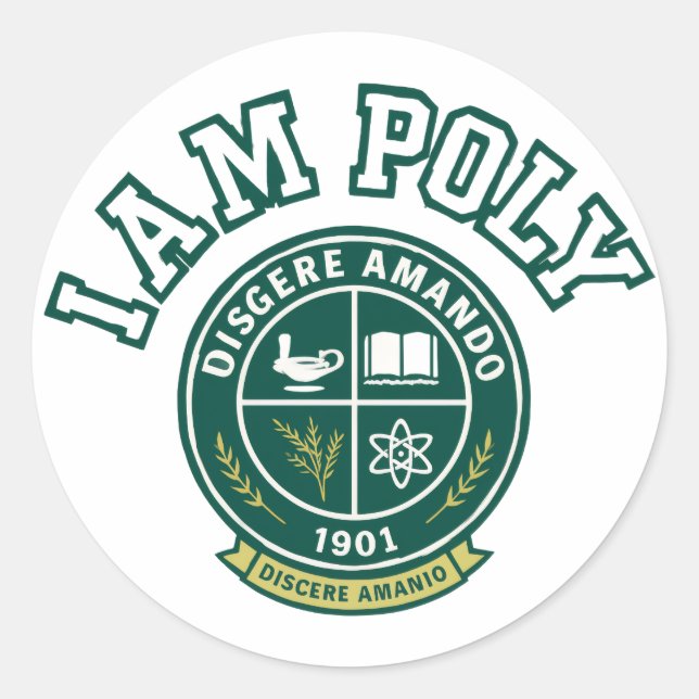 Pegatina Redonda I AM POLY Classic Round Sticker (Anverso)