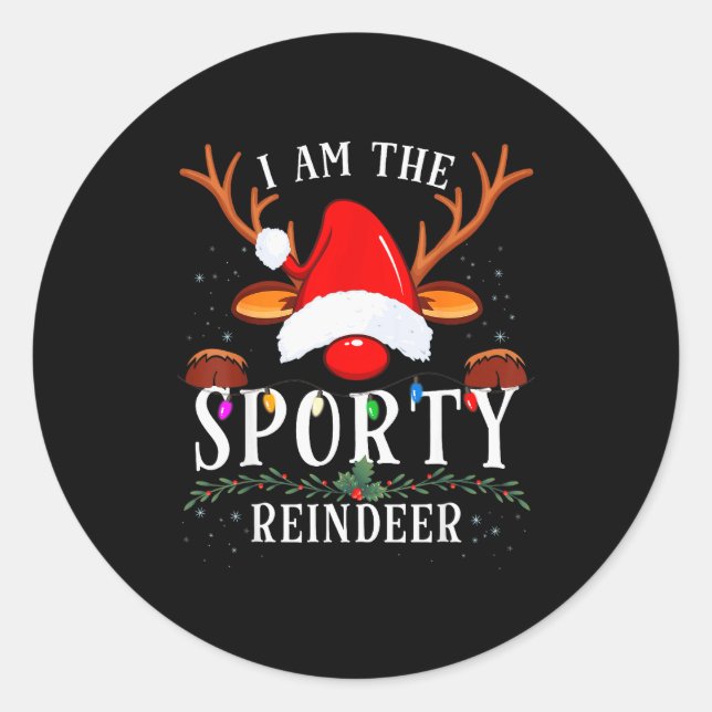 Pegatina Redonda I Am The Srty Reindeer Christmas Family  (Anverso)