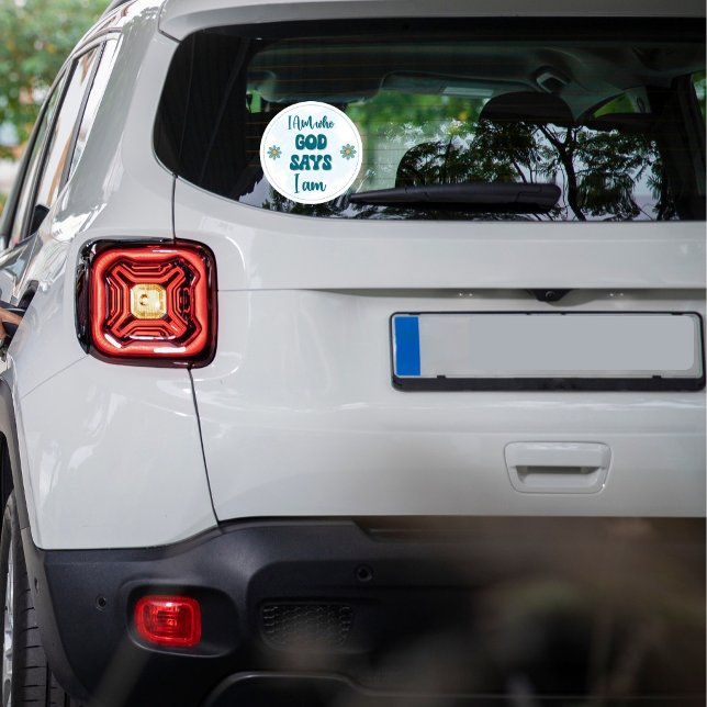 Pegatina Redonda I Am Who God Says I Am Faith-based Inspirational  (Subido por el creador)