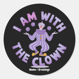 Pegatina Redonda I Am With The Clown Purple Juggling Graphic