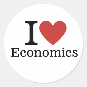 Pegatina Redonda I ❤️ Amo la Economía para Facultades y Estudiantes