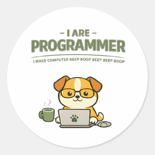 Pegatina Redonda I Are Programmer Funny Classic Round Sticker (Anverso)