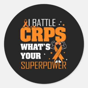 Pegatina Redonda I Battle Crps Rsd Awareness Naranja Ribbon Warrior