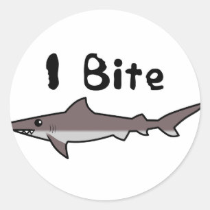 Pegatina Redonda I Bite - Tiburón