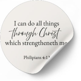 Pegatina Redonda I Can Do All Things Philippians 4:13 Christian