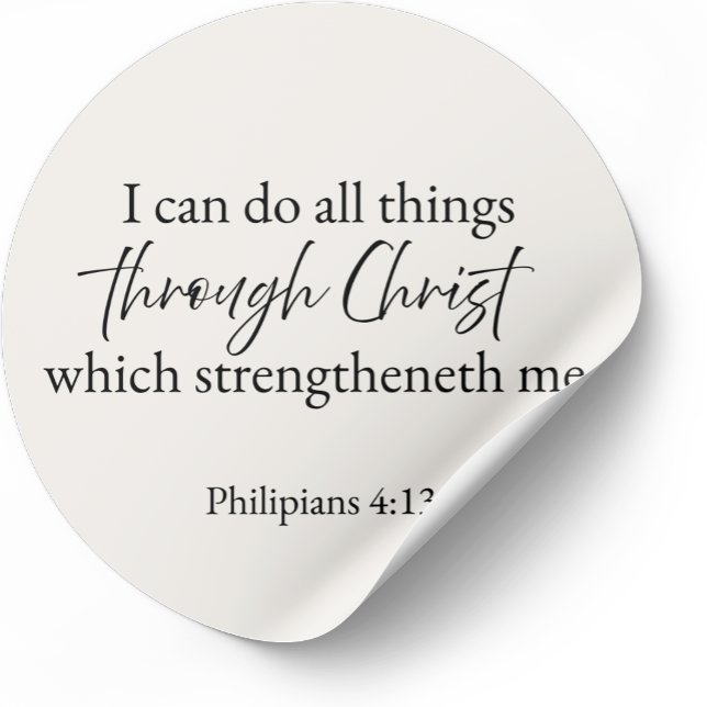 Pegatina Redonda I Can Do All Things Philippians 4:13 Christian  (Subido por el creador)