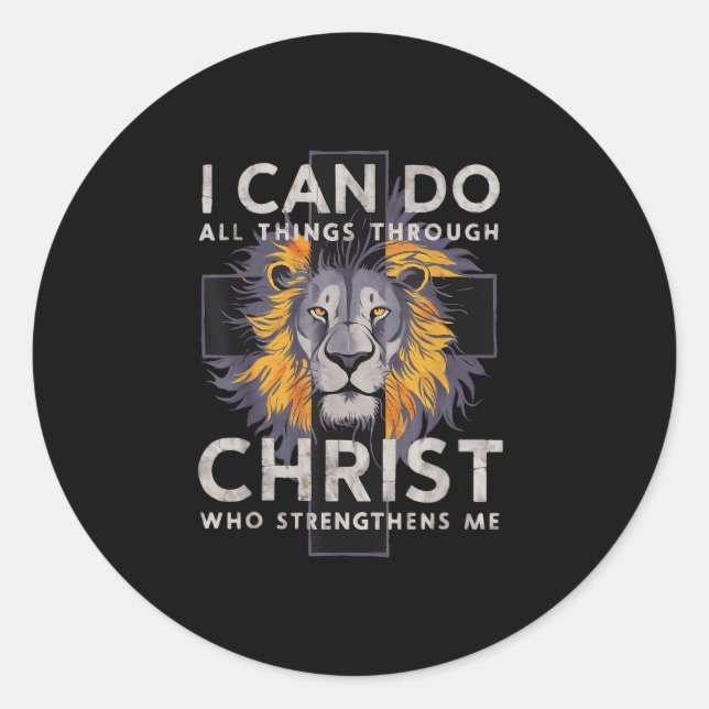 Pegatina Redonda I Can Do All Things Through Christ  (Anverso)