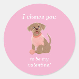 Pegatina Redonda I Chews You To Be My Valentine Dog Card