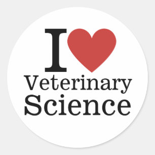 Pegatina Redonda I ❤️ Ciencia Veterinaria para Estudiantes/Facultad