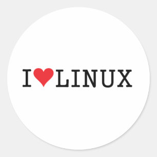 Pegatina Redonda I corazón Linux 2