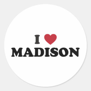Pegatina Redonda I corazón Madison Wisconsin
