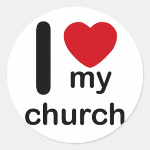 Pegatina Redonda I corazón mi iglesia