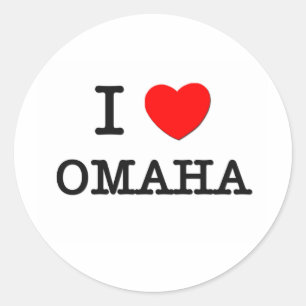 Pegatina Redonda I corazón OMAHA