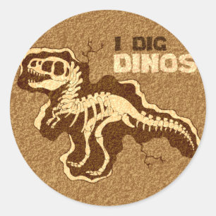 Pegatina Redonda I Dig Dinos
