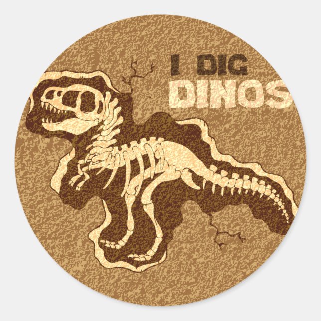 Pegatina Redonda I Dig Dinos (Anverso)