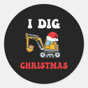 Pegatina Redonda I Dig Navidades Excavator Xmas Pjs Toddler Boys Ki