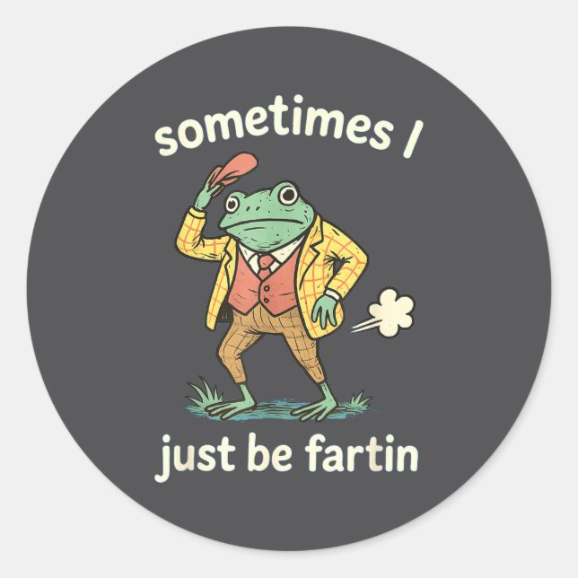 Pegatina Redonda I Farting Just Sometimes Frog Fun (Anverso)
