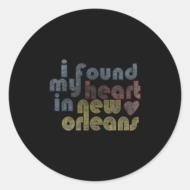 Pegatina Redonda I Found My Heart In New Orleans  (Anverso)