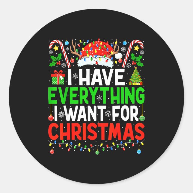 Pegatina Redonda I Have Everything I Need Couples Pajamas Christmas (Anverso)