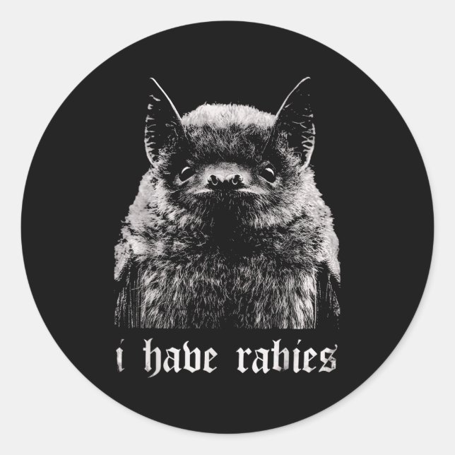 Pegatina Redonda I Have Rabies Funny Bat  (Anverso)