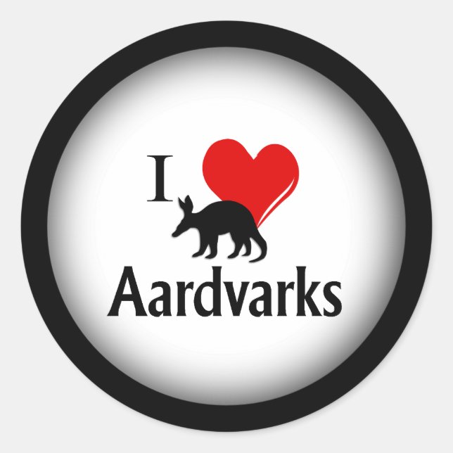 Pegatina Redonda I Heart Aardvarks (Anverso)