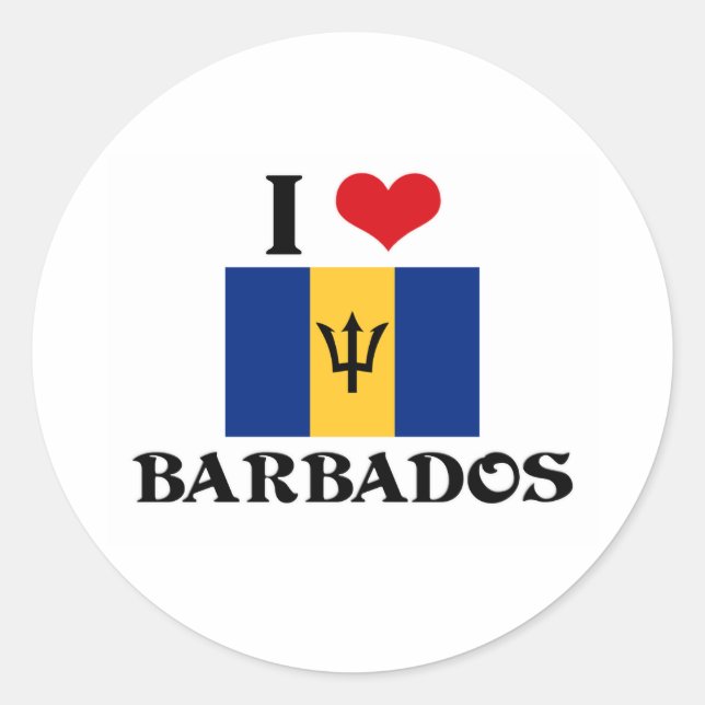 PEGATINA REDONDA I HEART BARBADOS (Anverso)