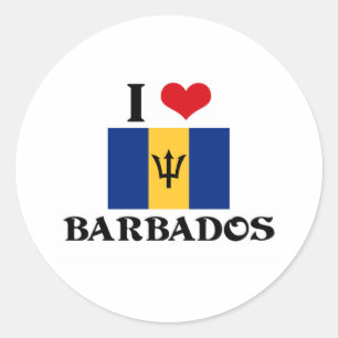 PEGATINA REDONDA I HEART BARBADOS