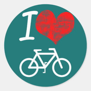 Pegatina Redonda I Heart Bike