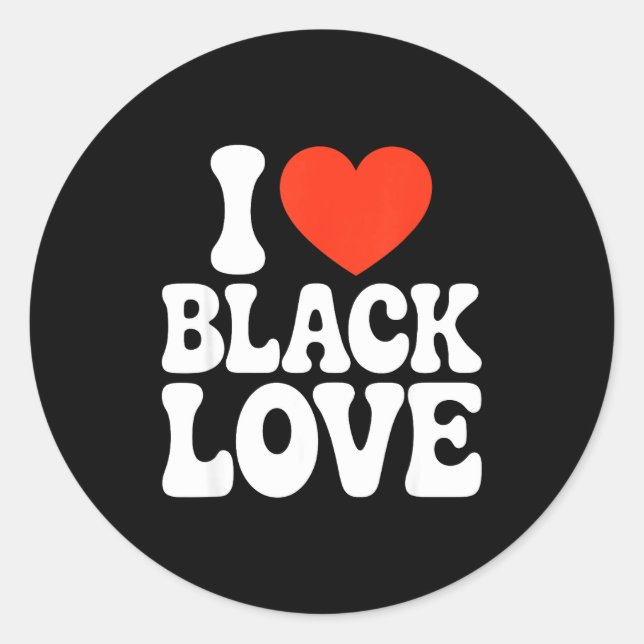 Pegatina Redonda I Heart Black Love Couple Matching Couples African (Anverso)