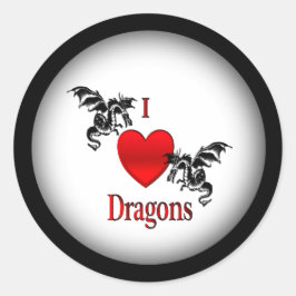 Pegatina Redonda I Heart Dragons