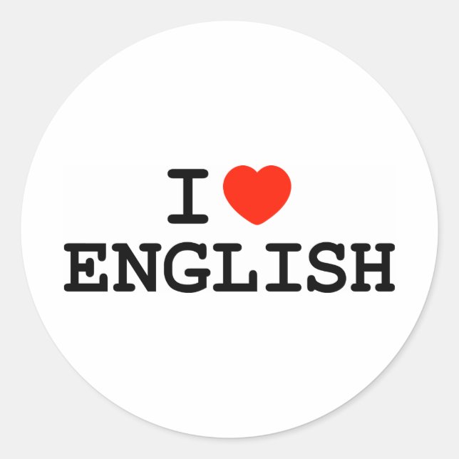 Pegatina Redonda I Heart English (Anverso)