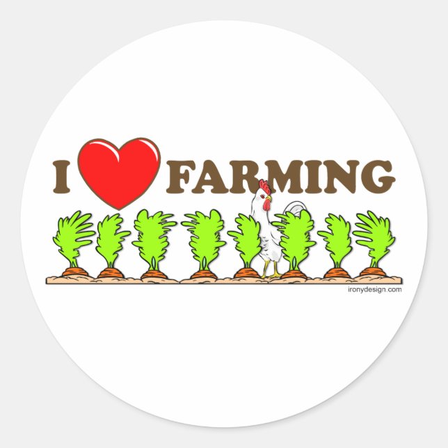 Pegatina Redonda I Heart Farming (Anverso)