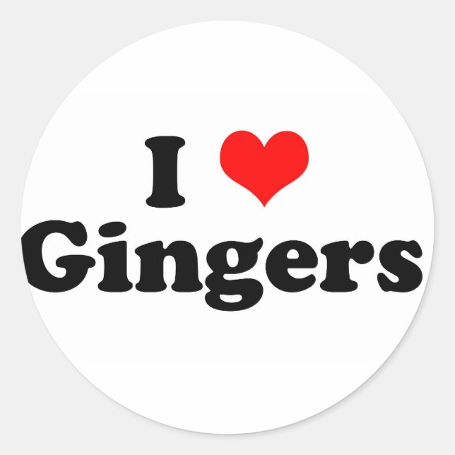 Pegatina Redonda I Heart Gingers (Anverso)